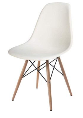 Wooden Leg White Side Chair Available in 5 Colors Molded Plastic