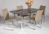 Sleek Tempered Black or Gold Glass Table Top with Chrome Base