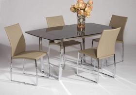 Sleek Tempered Black or Gold Glass Table Top with Chrome Base