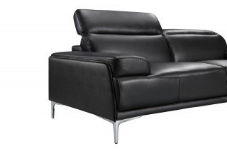 Contemporary Black Leather Living Room Sofa Set