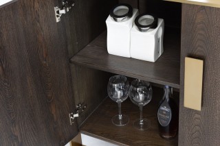 Chic Gallant Modern Oak Antique Brass Buffet