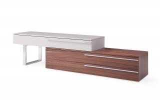 Contemporary Wall Unit with Textured Wood Veneers and Floating Design