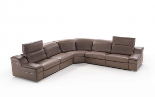 Brown Soft Italian Leather Sectional Sofa with Reclining Chairs