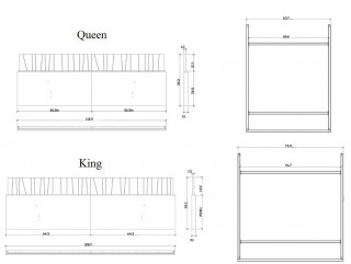 Lacquered Exotic Wood Platform and Headboard Bed