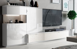 Contemporary Entertainment Wall Unit in White