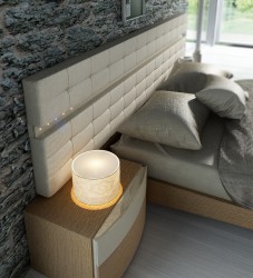 Fashionable Wood Platform and Headboard Bed with Lights