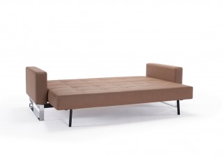 Leather Sofa Bed with Textured Pillow and Color Options