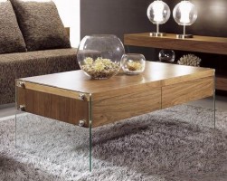 Contemporary Floating Coffee Table with Glass Legs