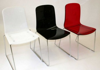 Stackable Acrylic Dining Chair with Metal Legs