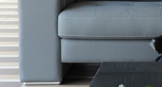 Italian Leather Sofa Set with Tufted Seats