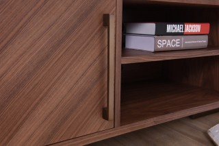 Walnut Wood Modern Media Console on Legs