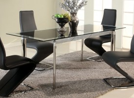 Black Glass Extendable Dining Table with Chrome Legs