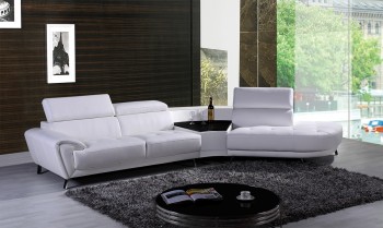 Overnice Tufted Sectional Upholstered in Real Leather with Comfy Back