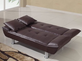 Black Bi-Cast Contemporary Convertible Sofa Bed with Metal Legs