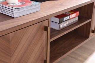 Walnut Wood Modern Media Console on Legs