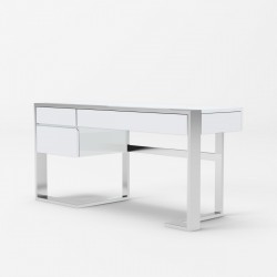 Elite White High Gloss and Stainless Steel Desk