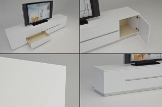 Contemporary White Crocodile Texture And Lacquer TV Unit