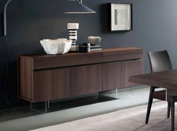 Italian Dark Walnut Wood Three Door Buffet Sideboard Italian Dark Walnut Wood Three Door Buffet Sideboard