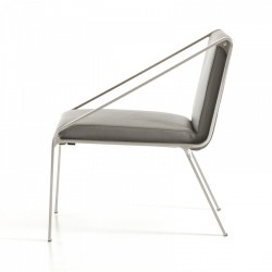 Modern Gray Bonded Leather Stainless Steel Base Chair