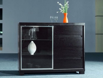 Contemporary Wenge Dining Buffet with Glass Door Contemporary Wenge Dining Buffet with Glass Door