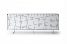 Modern White Buffet with Stripes Design for Living Room Modern White Buffet with Stripes Design for Living Room