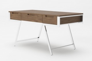 Elegant Walnut Desk with Metal Legs