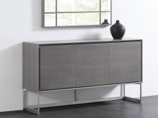 Gray Oak Buffet with Solid Stainless Steel Base Gray Oak Buffet with Solid Stainless Steel Base