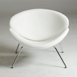 Contemporary White Leatherette Stainless Steel Legs Chair