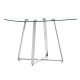 Chromed Steel Base Dining Table with Square Shaped Clear Glass Top