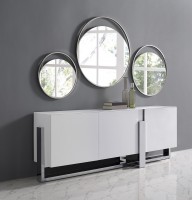 Glamorous Matte White Buffet with Crystal Frosted Glass Top