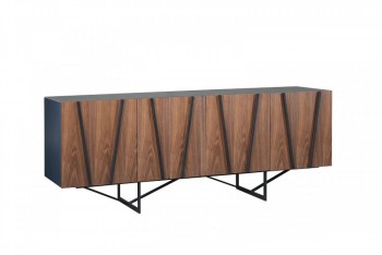 Walnut Wood with Grey Accent Buffet in Dining Room Walnut Wood with Grey Accent Buffet in Dining Room