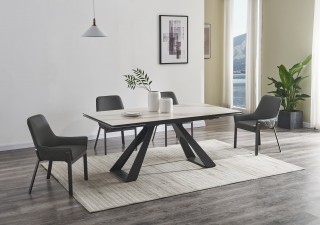 Stylish Rectangular Top Leather Modern Dining Set