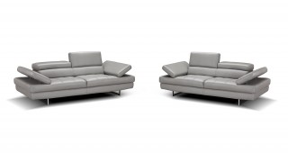 Manhattan Contemporary Italian Leather 2 PCs Sofa Set