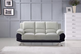 Two-Toned Leather Three Piece Sofa Set
