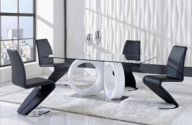 Exclusive Rectangular Glass Top Leather Designer Modern Dining Room