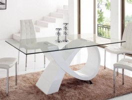 White Gloss Dining Table with Curvy Base