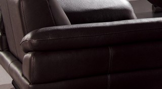 Contemporary Three Piece Sofa Set in Dark Brown Leather