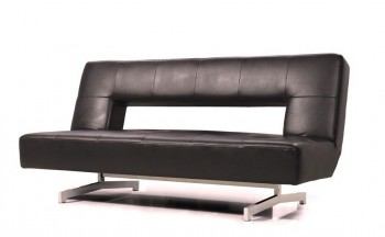 Fold-Out Espresso Leatherette Sofa Bed