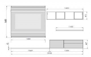 Elegant White Wall Unit with Entertainment Center for Living Room