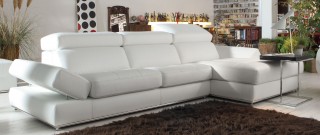 Simple Clean Design White Top Grain Italian Leather Sectional