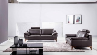 Premium Leather Dark Leather Sofa Set