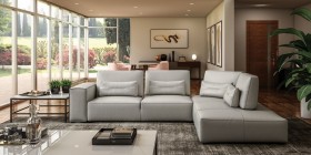 Advanced Adjustable Modern Leather L-shape Sectional with Pillows