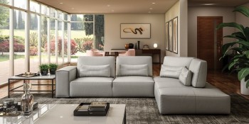 Advanced Adjustable Modern Leather L-shape Sectional with Pillows Advanced Adjustable Modern Leather L-shape Sectional with Pillows
