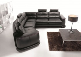 Contemporary Sectional Sleeper in Italian Leather