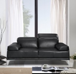 Contemporary Black Leather Living Room Sofa Set