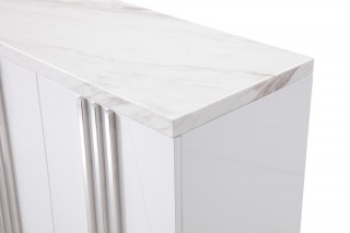 White Marble and Stainless Steel Buffet