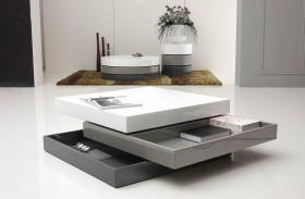 Lacquered 3 Tone Square Coffee Table