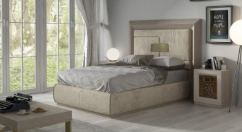 Stylish Suede Fabric Modern Platform Bed