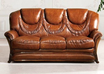 Brown Classic Italian Leather Sofa Set
