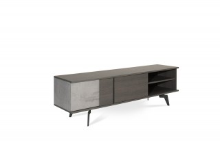 Italian Modern Faux Concrete and Grey TV Stand